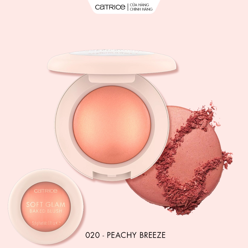 Phấn má hồng bắt sáng thuần chay Catrice Soft Glam Baked Blush