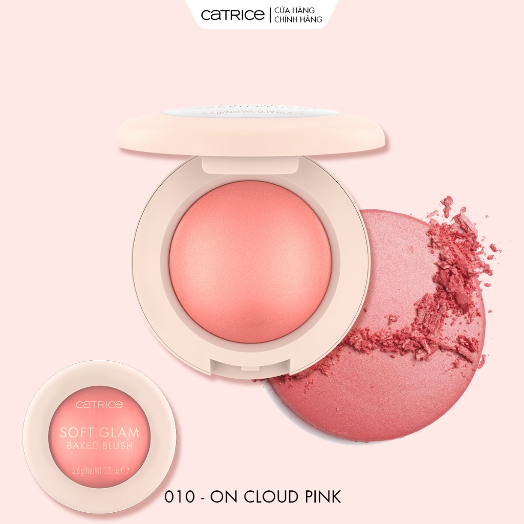 Phấn má hồng bắt sáng thuần chay Catrice Soft Glam Baked Blush