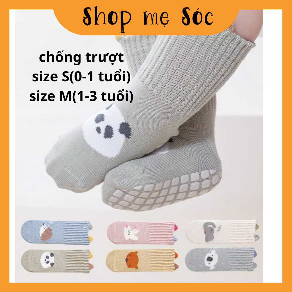 Tất Chống Trơn Trượt Tai Gấu In Hình Thú Xinh Xắn Cho Bé Từ 0-3 Tuổi T379 mesocshop