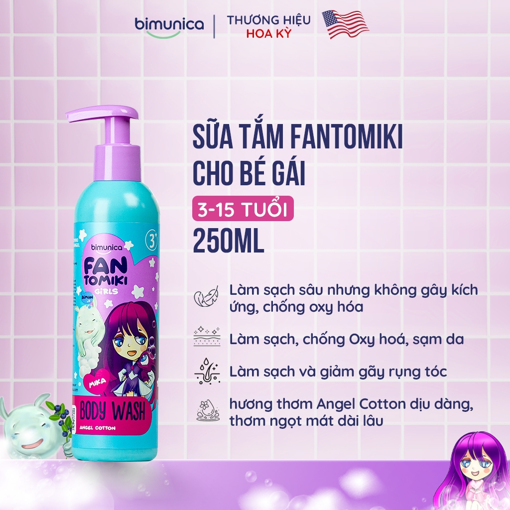 Sữa Tắm Cho Bé Gái Từ 3 Tuổi Bimunica Fantomiki Làm Sạch Dịu Da Hương Thơm Ngọt Ngào