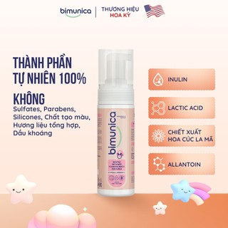 Bọt Vệ Sinh Vùng Kín và Mông Bé Bimunica 150ml - Cho Bé Gái 0 Tháng Tuổi, Siêu Mịn, Bảo Vệ Da