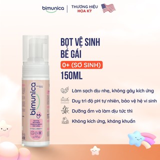 Bọt Vệ Sinh Vùng Kín và Mông Bé Bimunica 150ml - Cho Bé Gái 0 Tháng Tuổi, Siêu Mịn, Bảo Vệ Da