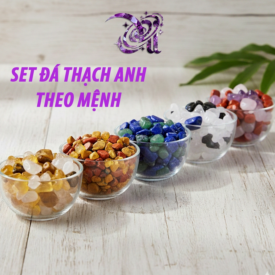 Set Đá Phong Thủy (theo MỆNH NGŨ HÀNH) - Để bàn làm việc, phòng ngủ, xe hơi, tarot - Thu hút tài vận