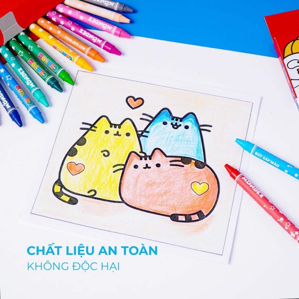 Hộp Sáp 12 Màu MONDEZ Màu Sắc Nét, Nét Mịn Màng, Không Bị Phai, Bong Tróc Theo Thời Gian Phù Hợp Cho Bé M50004