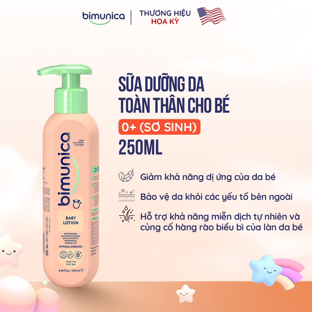 Sữa Dưỡng Da Toàn Thân Bimunica Baby Lotion Cho Bé Và Mẹ - Dưỡng Ẩm, Mềm Mịn, Không Paraben