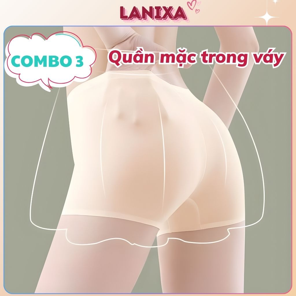 SET 3 Quần lót bảo hộ chống lộ su đúc mềm mại êm ái đáy lót cotton kháng khuẩn khử mùi LANIXA V8205