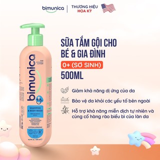 Sữa Tắm Gội Toàn Thân Bimunica Dùng Cho Bé và Gia Đình 500ml - Cao Cấp, Dịu Nhẹ, Dưỡng Ẩm