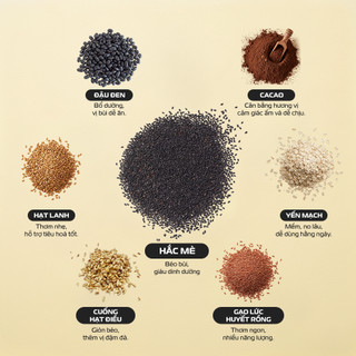 Ngũ Cốc Ăn Sáng Bột Hắc Mè An Cung Lạc Yên Foods – Bột Mè Đen Nguyên Chất Mix Các Loại Đậu Và Hạt