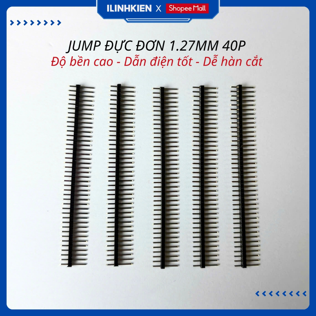 Jump đực cái đơn 1.27mm 1x40P chân thẳng chính hãng ilinhkien
