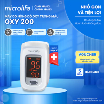 Máy Đo Nồng Độ Oxy Microlife SPO2 OXY 200, Đo Ngón Tay Không Đau, Nhỏ Gọn Dễ Dàng Sử Dụng