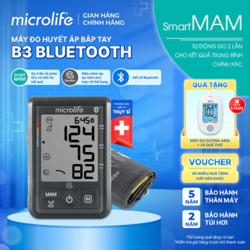 Máy Đo Huyết Áp Điện Tử Microlife B3 BT, Kết Nối Bluetooth, Theo Dõi Chỉ Số Thông Qua Ứng Dụng