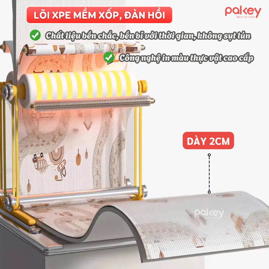 [MỚI 2026] Thảm Xốp XPE Pakey Cao Cấp Dày 2cm, Thảm Trải Sàn Chống Trơn Trượt Mềm Mại Phù Hợp Cho Bé Tập Bò, Tập Đi