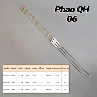 Phao Câu Đài QH06 – Tăm To Dài, Bầu Quả Chám Ổn Định, 17 Mắt, Chống Sóng Gió, Câu Tự Nhiên/Hồ