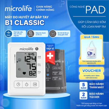 Máy Đo Huyết Áp Bắp Tay Microlife B1 CLASSIC, PAD Cảnh Báo Rối Loạn Nhịp Tim, Gentle+ Đo Nhanh và Êm