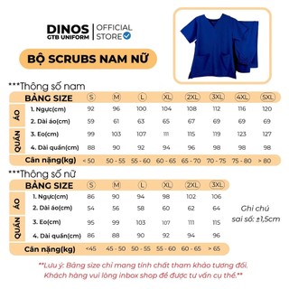 Bộ Scrubs Nam Nữ Dinos Vải Cotton, Màu Đỏ Đô - Làm Đồng Phục Spa, Thẩm Mỹ Viện, Trường Mầm Non