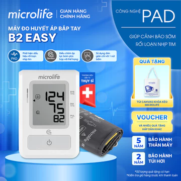 Máy Đo Huyết Áp Bắp Tay Microlife B2 EASY, Màn Hình Hiển Thị Lớn, Thao Tác Đo 1 Nút Bấm Đơn Giản