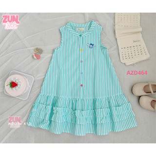 Đầm Sơ Mi Bé Gái Chất Cotton Mềm AZD464 – Hình Thêu Xinh Xắn, Thoải Mái Vận Động 2-10 Tuổi