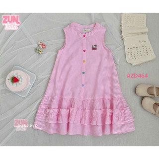 Đầm Sơ Mi Bé Gái Chất Cotton Mềm AZD464 – Hình Thêu Xinh Xắn, Thoải Mái Vận Động 2-10 Tuổi