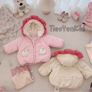 Quần áo bé gái, AK phao dáng dài mũ cánh hoa 2 màu 9-25kg AK546 Tiểu Yến KID