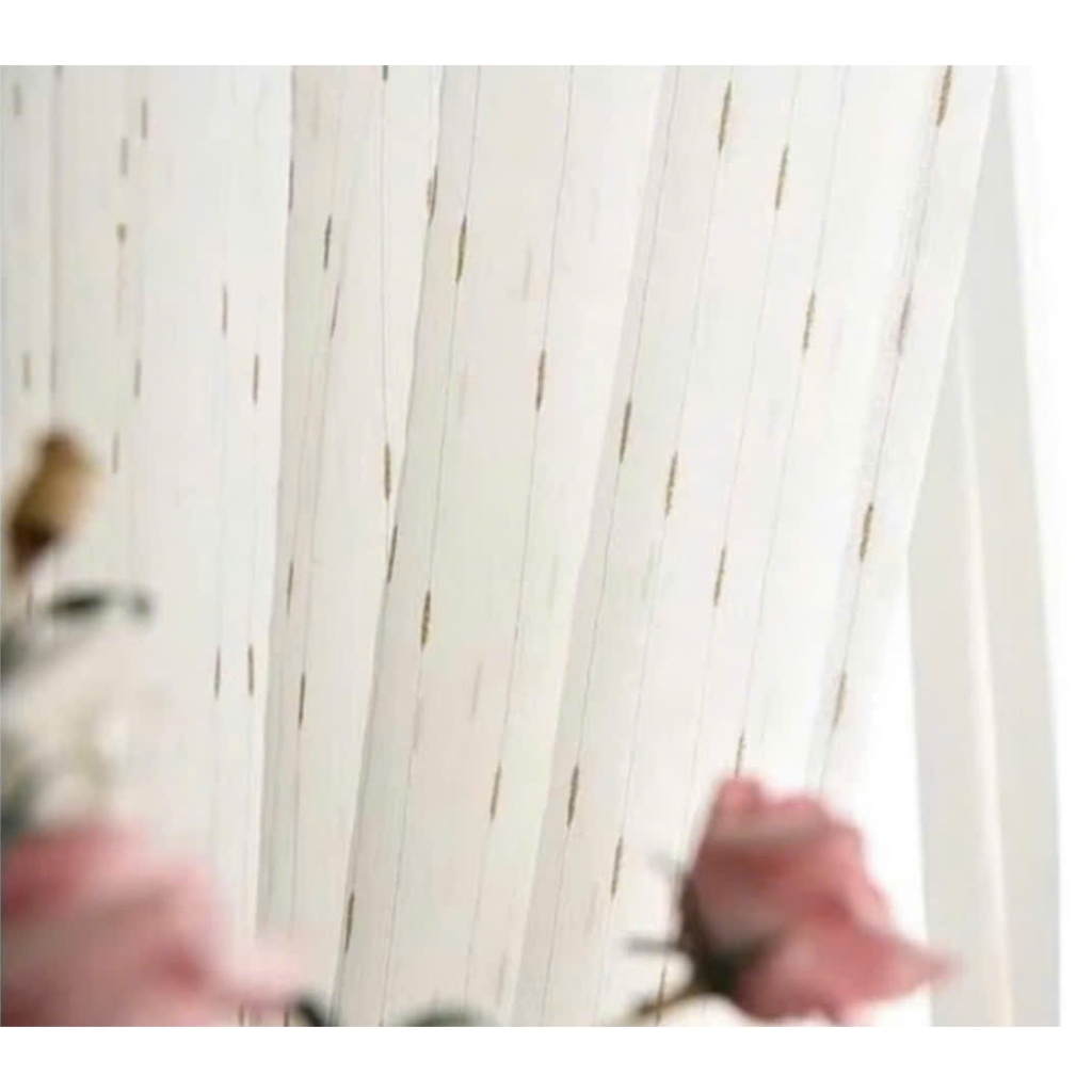 Rèm VOAN trắng lụa đính hoa văn HẠT MƯA VÀNG , rèm cửa sổ Loại 1, vải trang trí decor phòng, RÈM SPA