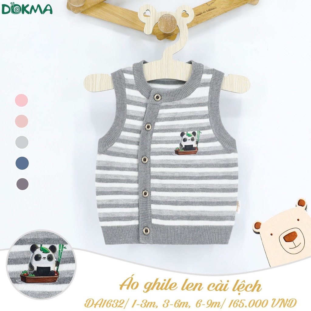 (1-9M; 4,5-8,8kg) Áo Gile Len Cho Bé Dokma DA1630 DA1632 DA1633 DA2261 DA2983 DA2980 DA2982 DA2262