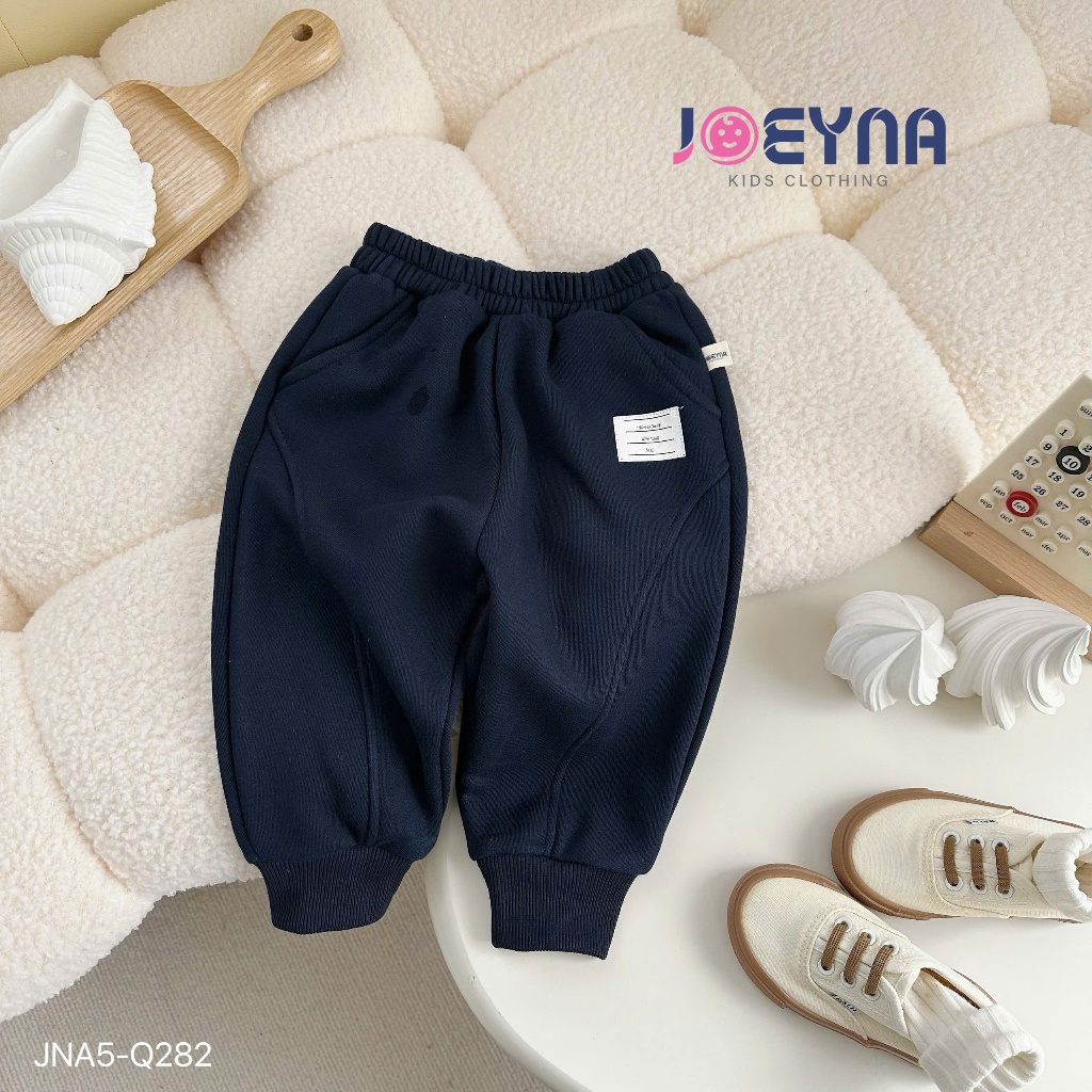 Quần nỉ lót bông bo gấu dày dặn ấm áp cho bé trai, quần nỉ trơn màu basic dễ mặc cho  bé trai JNA24-Q282