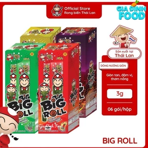 Snack rong biển Big Roll Tao Kae Noi Vị Truyền thống/ Cay/ Mực/ BBQ Hộp 18g - 6 gói x 3g
