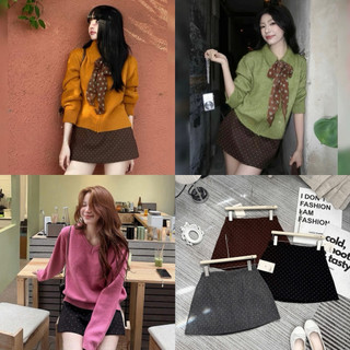[V1.1097] Chân Váy Dạ Chấm Bi Dáng Chữ A 3 Màu Siêu Hot ( có lót quần)