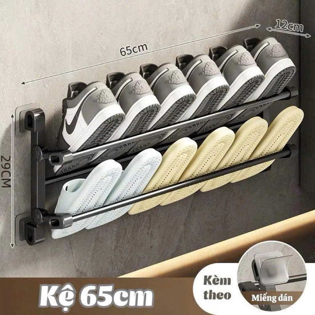 Kệ Để Giày Dép Gắn Tường Đa Năng 65CM DASEP, Không Cần Đục Lỗ, Khoan Tường Và Có Thể Gập Lại - Giá Để Giày Ngay Cửa