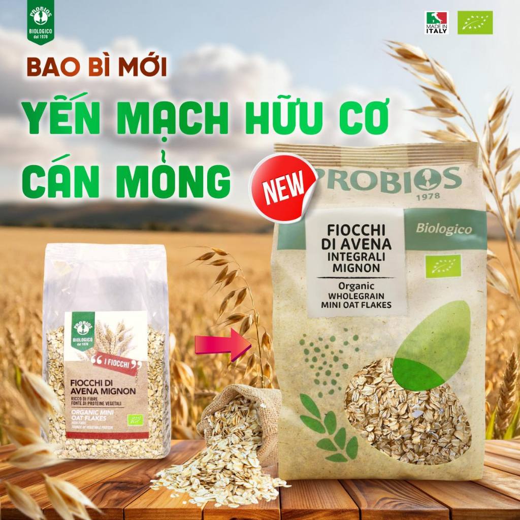 Yến Mạch Hữu Cơ ProBios/ Sottolestelle Organic Whole (Mini) Oat Flakes 500g