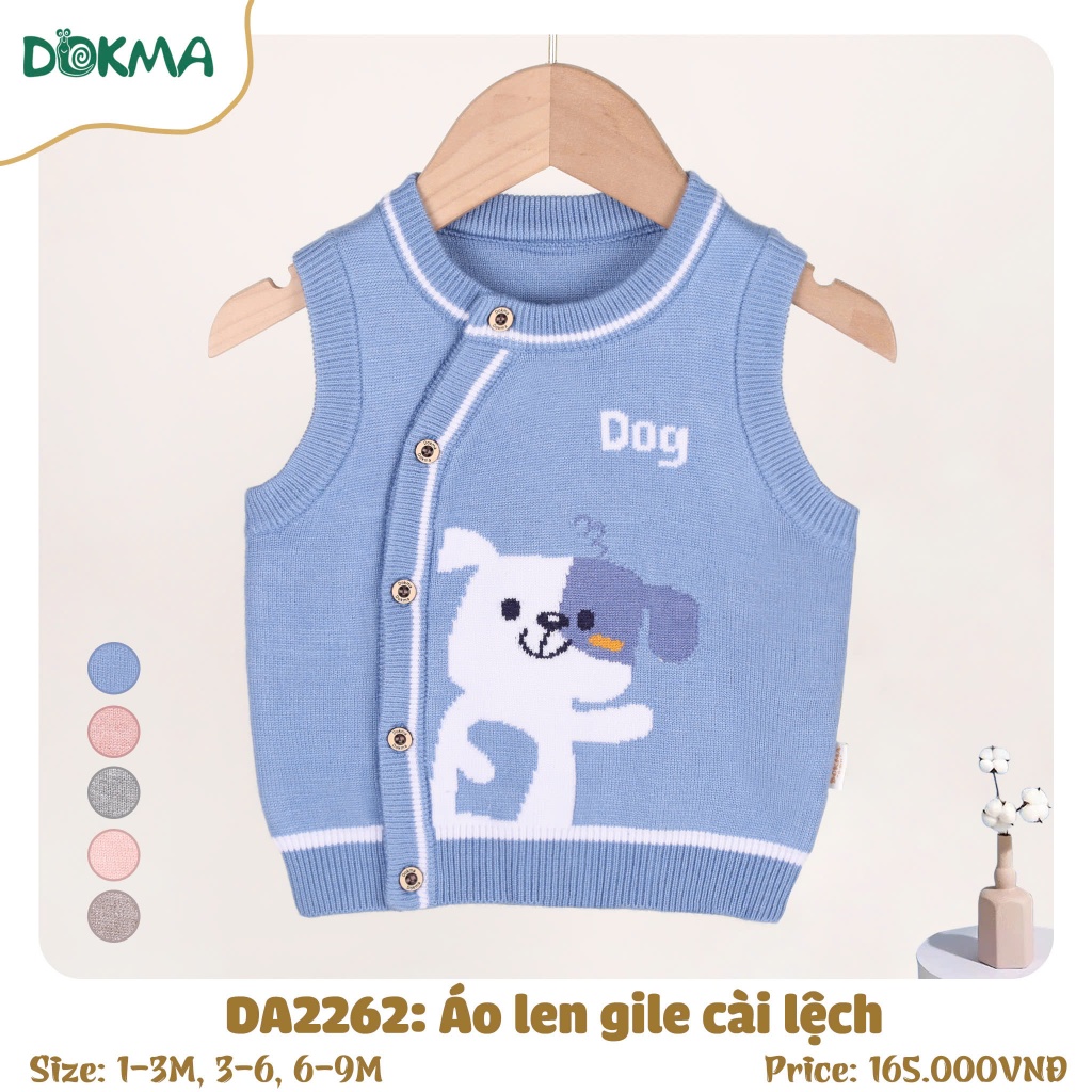(1-9M; 4,5-8,8kg) Áo Gile Len Cho Bé Dokma DA1630 DA1632 DA1633 DA2261 DA2983 DA2980 DA2982 DA2262