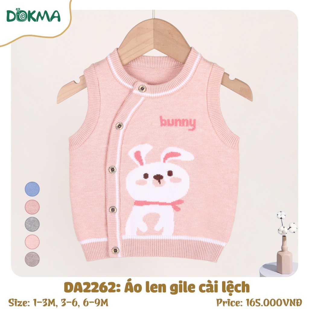 (1-9M; 4,5-8,8kg) Áo Gile Len Cho Bé Dokma DA1630 DA1632 DA1633 DA2261 DA2983 DA2980 DA2982 DA2262