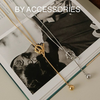 Dây chuyền nữ titan dáng dài kiểu mì phối bi tròn và khóa OT không gỉ WN2499 BY ACCESSORIES