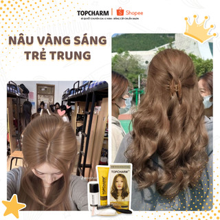 [CAO CẤP] Thuốc nhuộm tóc NÂU VÀNG SÁNG không tẩy tóc, tặng kèm gói dưỡng và bộ dụng cụ tại nhà TOPCHARM-CHAMIS