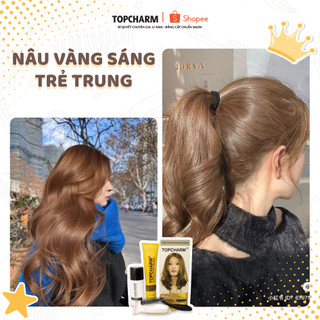 [CAO CẤP] Thuốc nhuộm tóc NÂU VÀNG SÁNG không tẩy tóc, tặng kèm gói dưỡng và bộ dụng cụ tại nhà TOPCHARM-CHAMIS