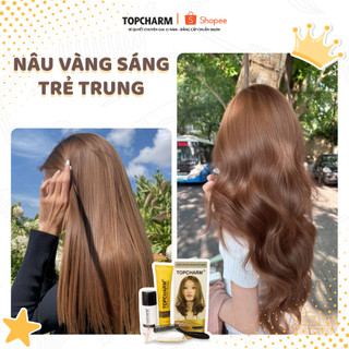 [CAO CẤP] Thuốc nhuộm tóc NÂU VÀNG SÁNG không tẩy tóc, tặng kèm gói dưỡng và bộ dụng cụ tại nhà TOPCHARM-CHAMIS