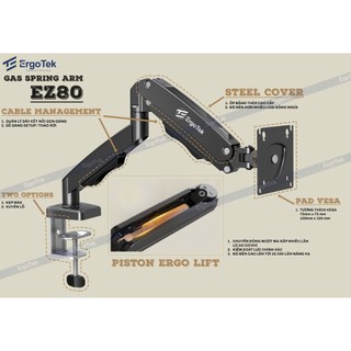 Giá Treo Màn Hình ErgoTek EZ80 - Tay Arm Treo Màn Hình Máy Tính 17 - 34 inch  - Lắp Đặt Kẹp Thành Bàn [ Rẻ Hơn NB F80 ]