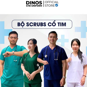 Bộ Scrubs Y Tế DINOS GTB Vải Kaki Cotton Cao Cấp Màu Xanh Cho Bác Sĩ, Điều Dưỡng, Y Tá