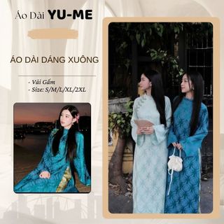 Áo Dài Cách Tân Dang Xuông Thọ Rơi Phối Nút Cúc Cao Cấp,Áo Dài Dịp Lễ Tết-Áo Dài YUMI