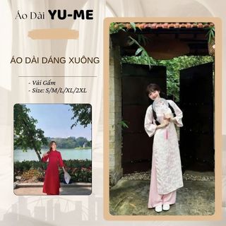 Áo Dài Cách Tân Dáng Xuông, Áo Dài Hồng Ngọc Chất Gấm Hoạ Tiết In Nổi Trẻ Trung - Áo Dài Thanh Hà