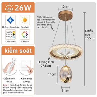 Đèn chùm phòng khách 3 màu đèn led đèn thả trang trí đèn trần phòng ngủ