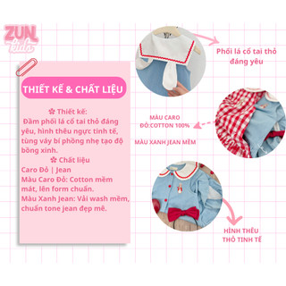 Váy bé gái cổ sen tai thỏ dáng bí AZD598  – Váy xinh tiểu thư đáng yêu | ZUN Kids
