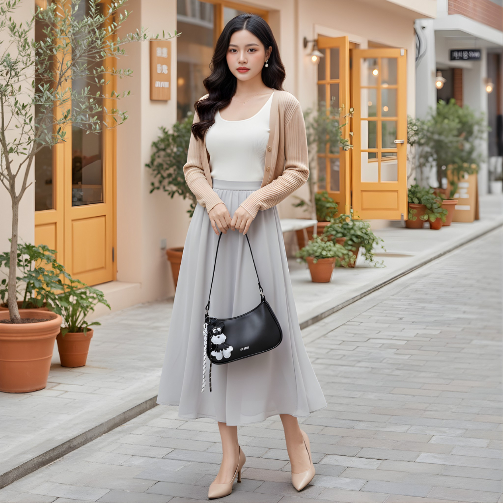 [TẶNG DÂY ĐEO CHÉO] Túi Đeo Vai 𝐒𝐚𝐦𝐩𝐭𝐲 Dáng Bầu Đứng Form Tùy Chọn Phụ Kiện Charm Gấu Phong Cách Hàn Quốc