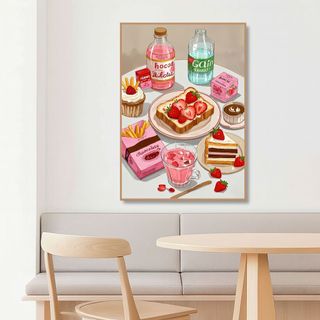 Tranh Canvas Treo Tường Hình Bánh Kem, Bánh Ngọt BH198 - Tranh Treo Decor, Trang Trí Quán Nước, Nhà Hàng, Quán Bánh