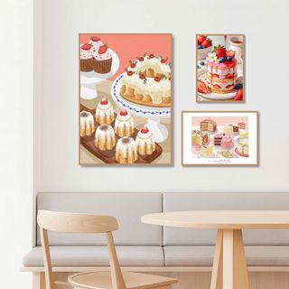 Tranh Canvas Treo Tường Hình Bánh Kem, Bánh Ngọt BH198 - Tranh Treo Decor, Trang Trí Quán Nước, Nhà Hàng, Quán Bánh