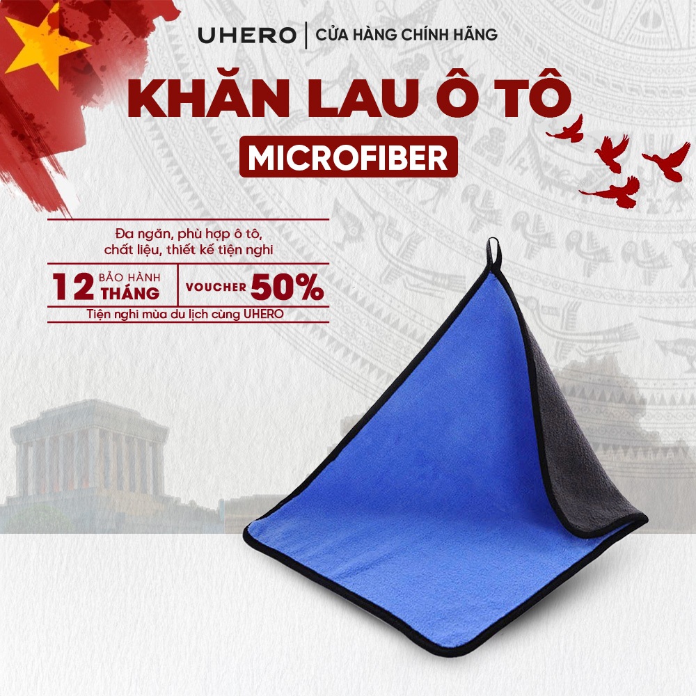 Khăn lau xe chuyên dụng UHERO chất Liệu MICROFIBER siêu thấm hút mềm mại, sạch sẽ an toàn bề mặt xe