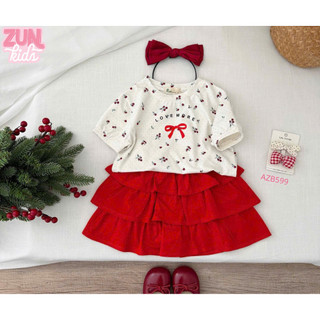 Set Đồ Bé Gái LOVE MORE AZB599 – Áo Thun In Chữ & Chân Váy Xinh, Dáng Tiểu Thư Dễ Thương