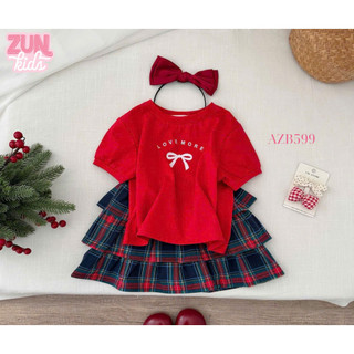 Set Đồ Bé Gái LOVE MORE AZB599 – Áo Thun In Chữ & Chân Váy Xinh, Dáng Tiểu Thư Dễ Thương