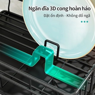 Gslife Kệ Để Bát Đĩa Thông Minh - Giá Đũa Muỗng & Khay Thoát Nước, Thiết Kế Dẫn Nước Thông Minh