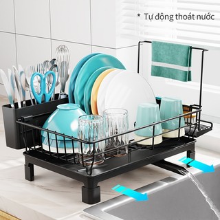 Gslife Kệ Để Bát Đĩa Thông Minh - Giá Đũa Muỗng & Khay Thoát Nước, Thiết Kế Dẫn Nước Thông Minh